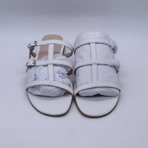 Stuart Weitzman Grecian Buckle Flat Slide - White